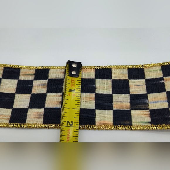 MACKENZIE-CHILDS 2" Courtly Check Ribbon Two (2) Yards Black Ivory Gold Wired - Picture 4 of 4